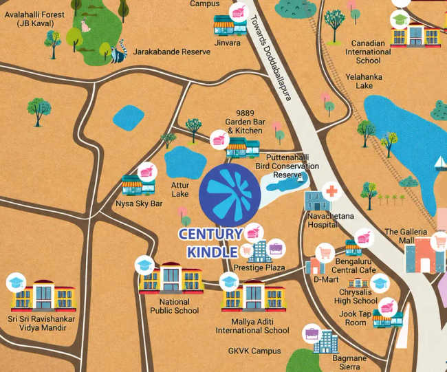 Century Kindle Yelahanka - Location Map