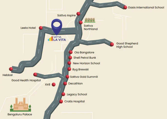 Sattva La Vita Byrathi - Location Map