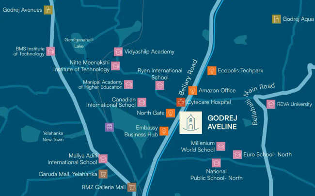 Godrej Aveline Yelahanka - Location Map