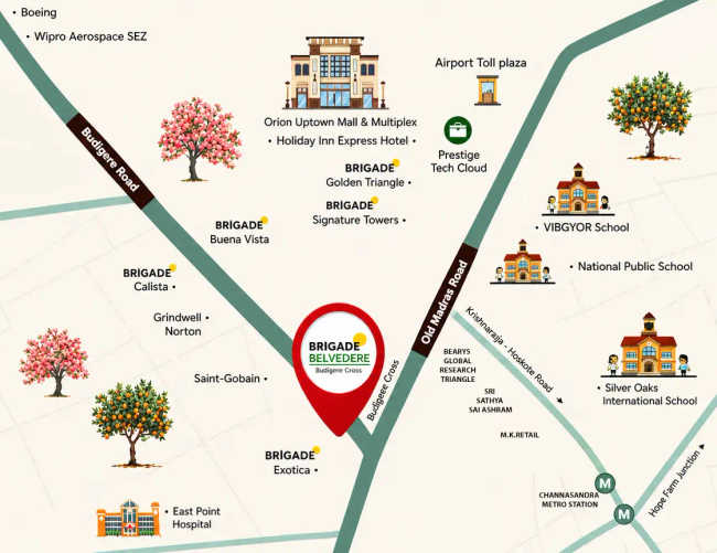 Brigade Belvedere Budigere - Location Map