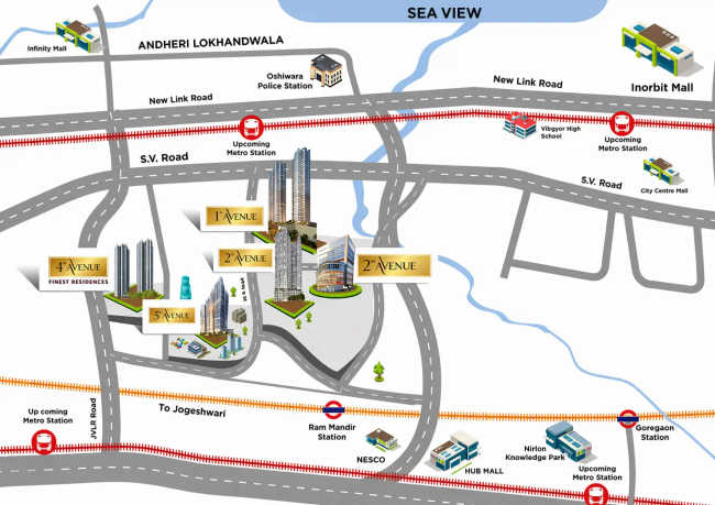 4th Avenue Sunteck City Goregaon - Location Map