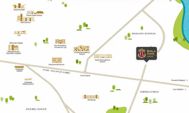Birla Evam Manjri BK - Location Map