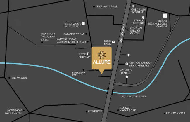 Pristine Allure Business Hub Kharadi - Location Map