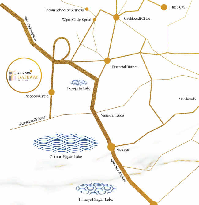 Brigade Gateway Kokapet - Location Map