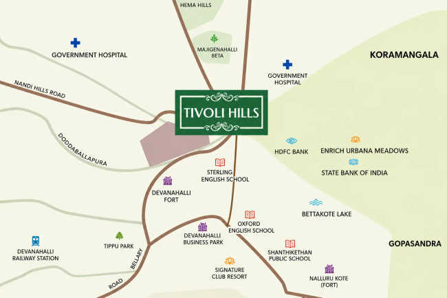 Purva Tivoli Hills Devanahalli - Location Map