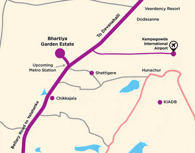 Bhartiya City Nikoo Garden Estate Devanahalli - Location Map