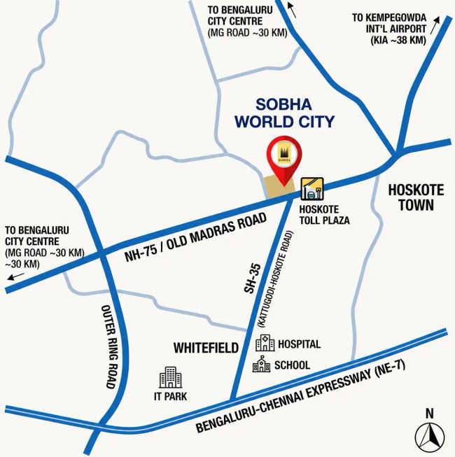 Sobha One World Hoskote - Location Map