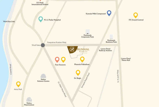 Runwal Raaya Worli - Location Map