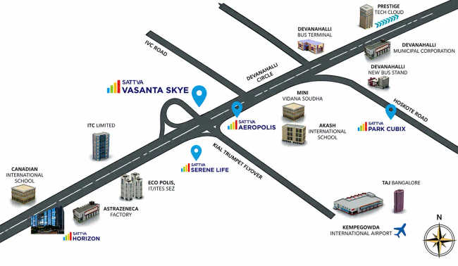 Sattva Vasanta Skye Devanahalli - Location Map