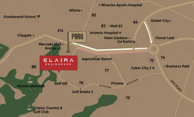 Conscient Elaira Residences Sector 80 - Location Map