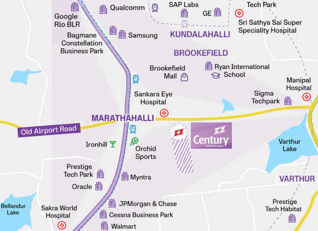 Century Silicon City Marathahalli - Location Map