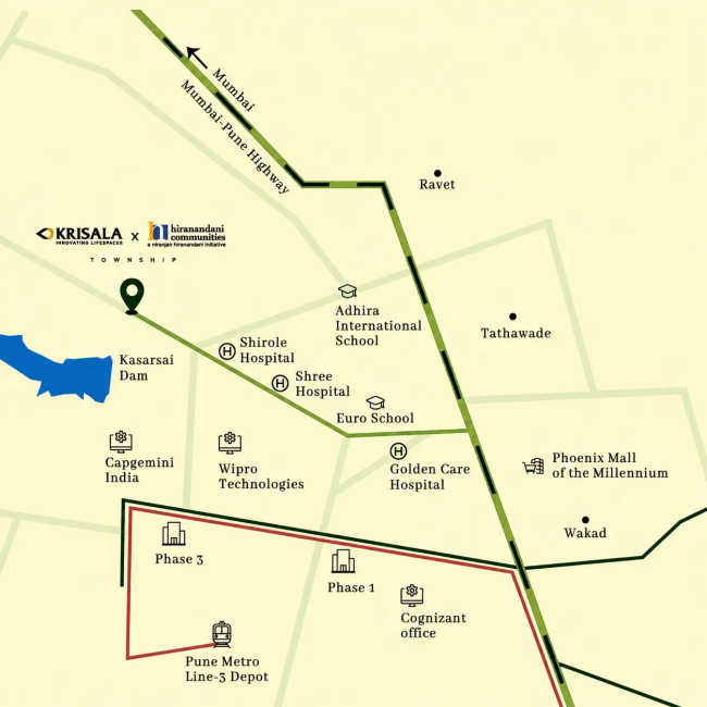 Hiranandani Krisala Township Hinjewadi - Location Map