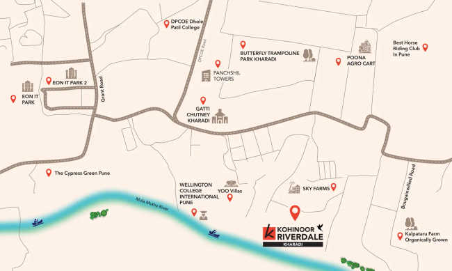 Kohinoor Riverdale Kharadi - Location Map