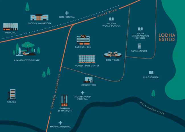 Lodha Estilo Kharadi - Location Map