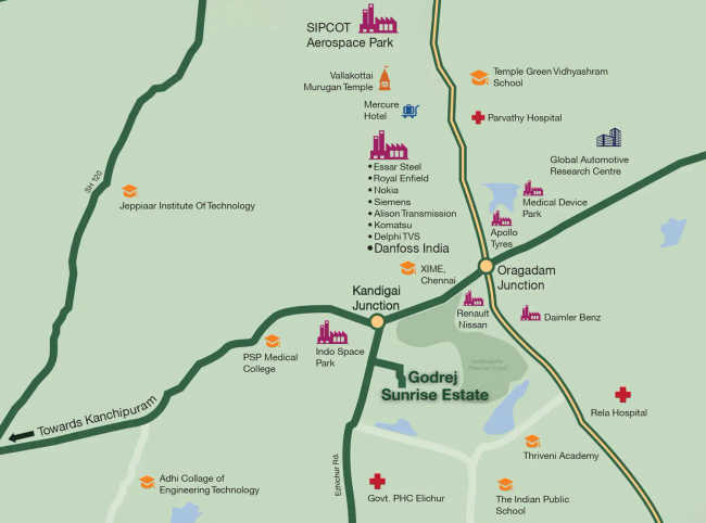 Godrej Sunrise Estate Kancheepuram - Location Map