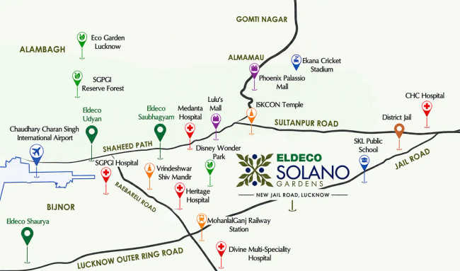 Eldeco Solano Gardens Mohanlalganj - Location Map
