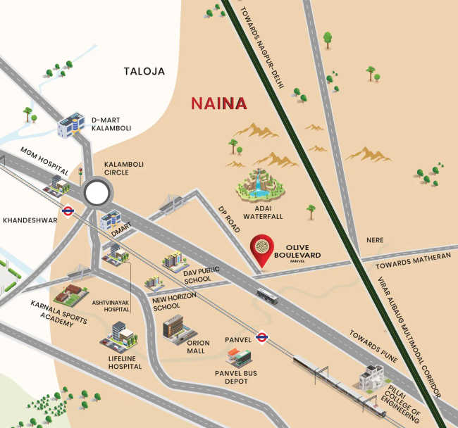 Olive Boulevard Panvel - Location Map