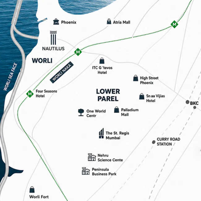 Prestige Nautilus Worli - Location Map