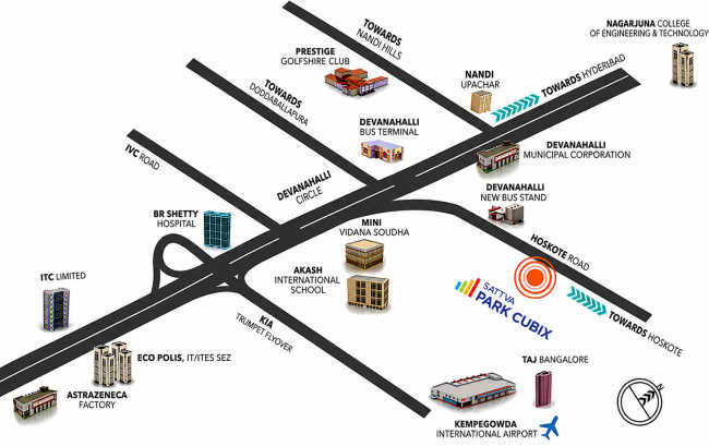 Sattva Park Cubix Devanahalli - Location Map
