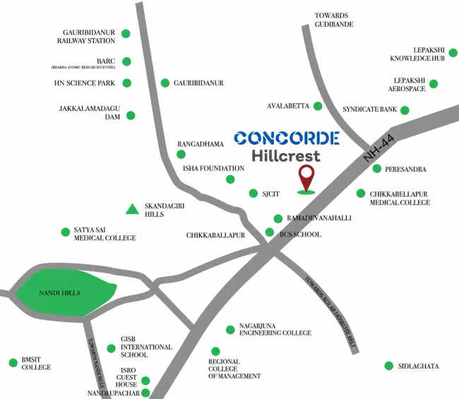 Concorde Hill Crest Chikkabalapur - Location Map