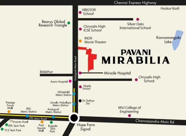 Pavani Mirabilia Krishnarajapura - Location Map