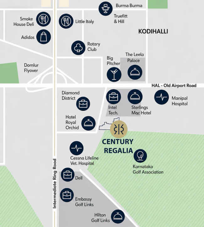 Century Regalia Kodihalli - Location Map