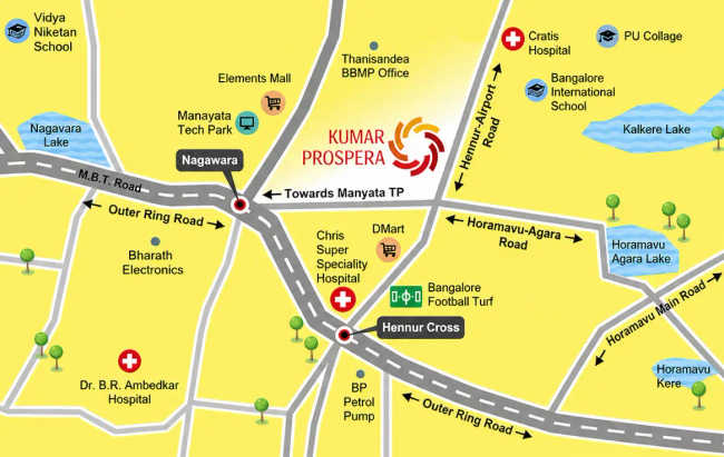 Kumar Prospera HBR Layout - Location Map
