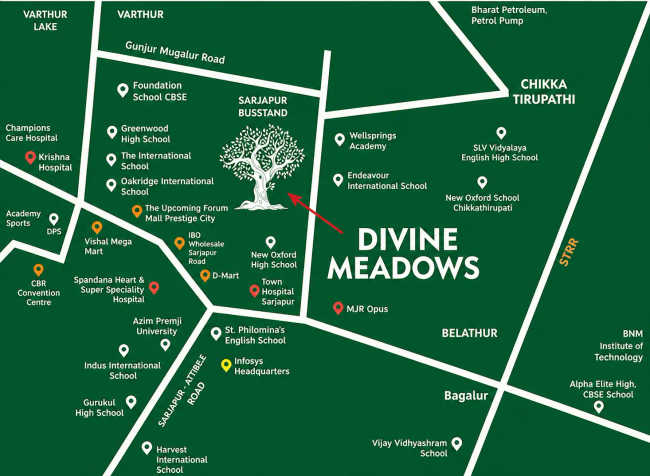 MJR Divine Meadows Chikka Tirupathi - Location Map