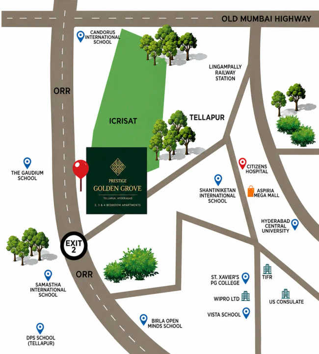 Prestige Golden Grove Kollur - Location Map