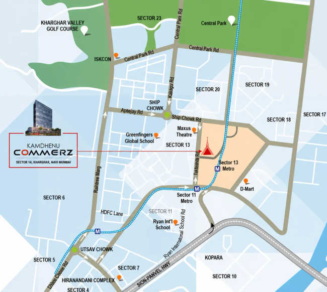 Kamdhenu Commerz Kharghar - Location Map
