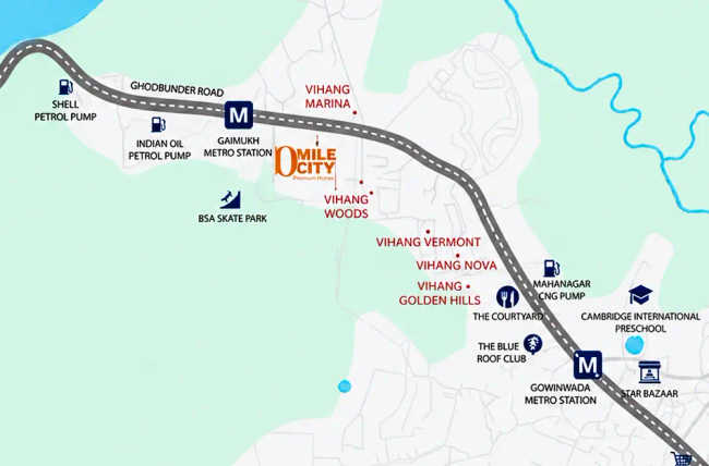 Vihang Zero Mile City Ghodbunder Road - Location Map
