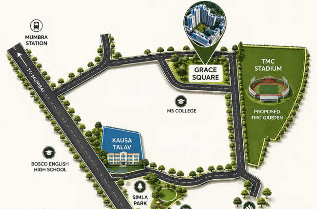 Grace Square Mumbra - Location Map