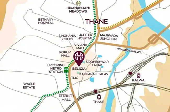 Hiranandani Belicia Panch Pakhadi - Location Map