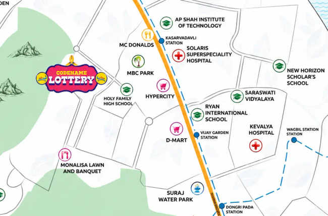 JP Codename Lottery Ghodbunder Road - Location Map
