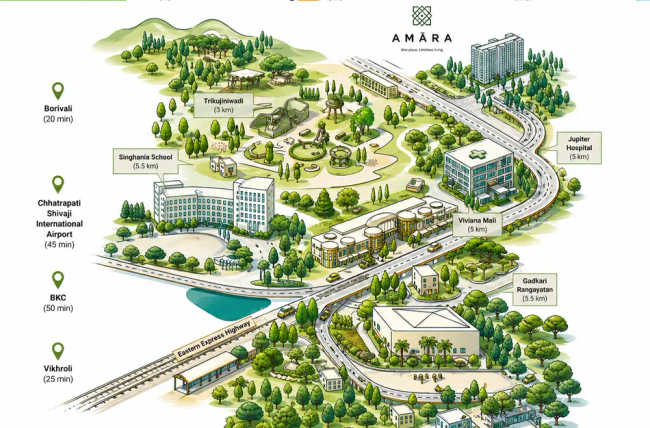Lodha Amara Kolshet Road - Location Map