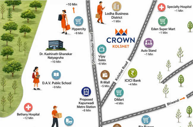 Lodha Crown Kolshet Kolshet Road - Location Map