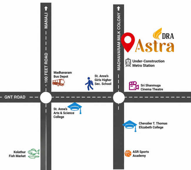 DRA Astra Madhavaram - Location Map