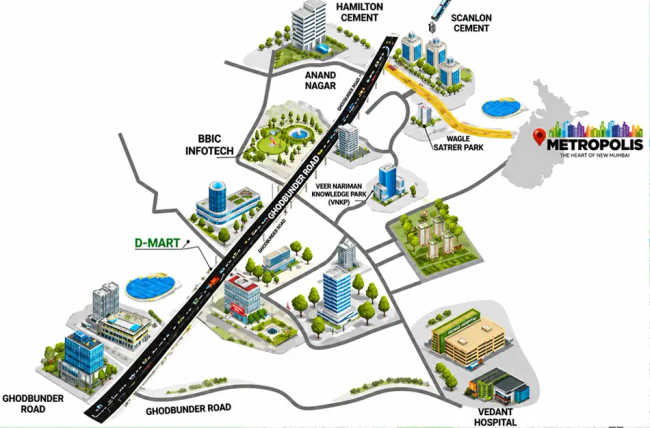 Metropolis Aquaris Ghodbunder Road - Location Map