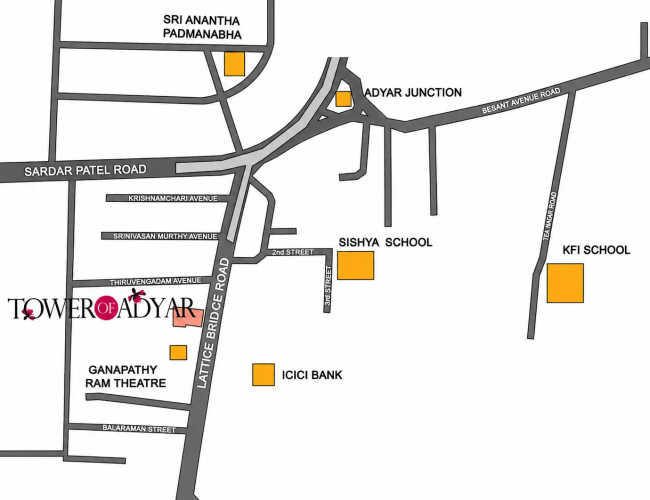 Nahar Adyar Tower Adyar - Location Map