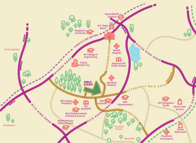 Birla Ojasvi Rajarajeshwari Nagar - Location Map