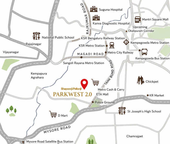 Shapoorji Pallonji Parkwest Binny Pete - Location Map