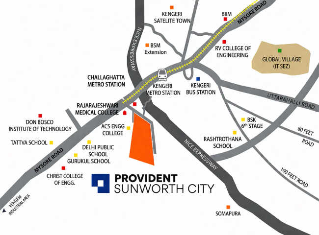 Provident Sunworth Electronic City - Location Map