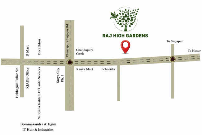SNN Raj High Gardens Chandapura - Location Map