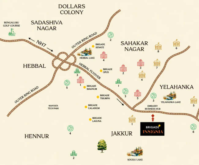Brigade Insignia Yelahanka - Location Map