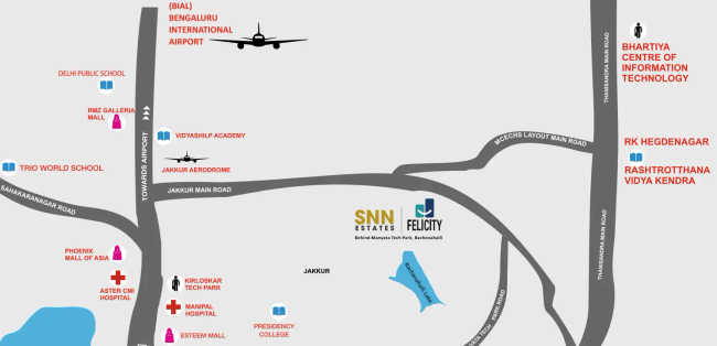 SNN Estates Felicity Thanisandra - Location Map