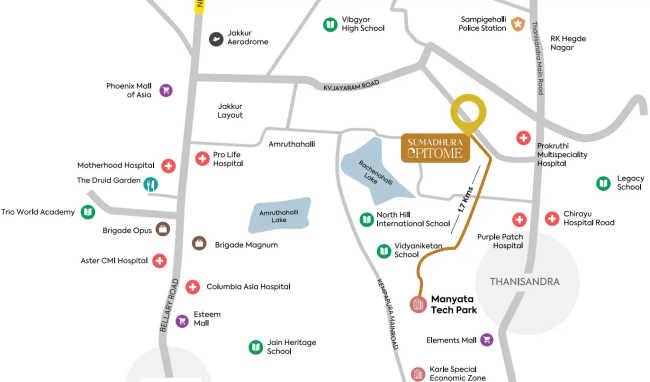 Sumadhura Epitome Rachenahalli - Location Map