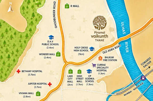Piramal Vaikunth Balkum - Location Map
