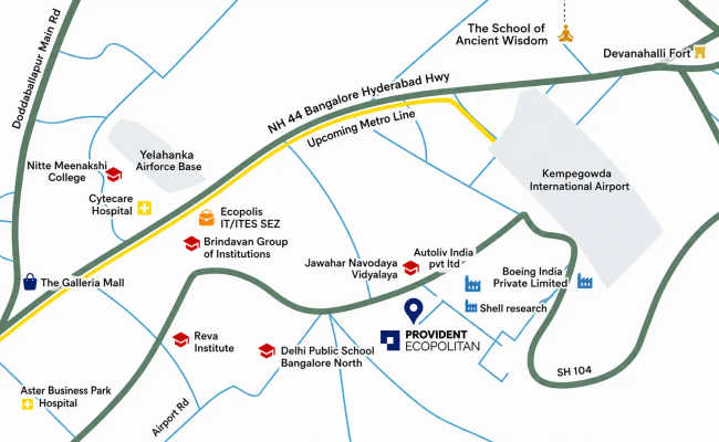 Provident Ecopolitan Huvinayakanahalli - Location Map