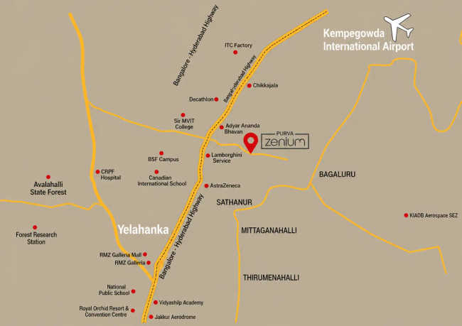 Purva Zenium Hosahalli - Location Map