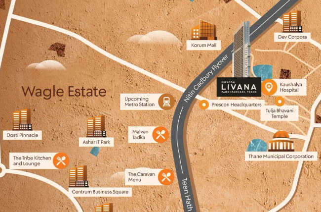 Prescon Livana Panch Pakhadi - Location Map